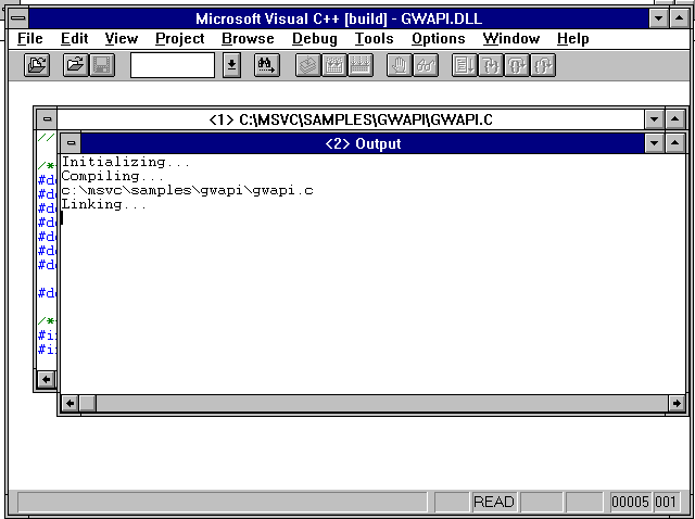 gateway2000 colorobook screenshot with visual c running